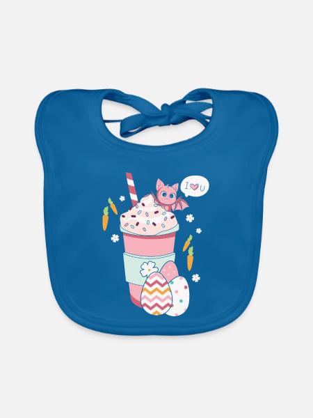 BOW Ostern Chibi Cup 02 - Baby Bio-Lätzchen - Pfauenblau - Vorne