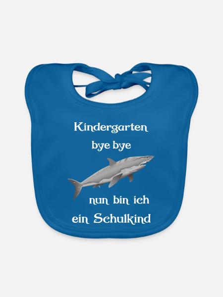 Schulkind Schüler Einschulung - Baby Bio-Lätzchen - Pfauenblau - Vorne