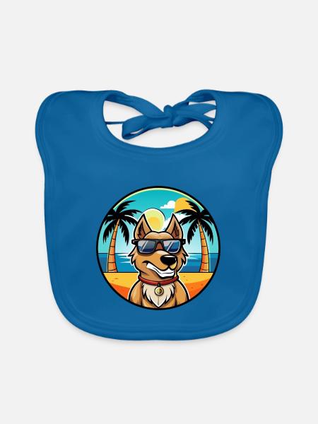 Magyar Agar Race Chien Dessin Animé Lunettes De Soleil Plage - Bavoir bio Bébé - bleu paon - Devant