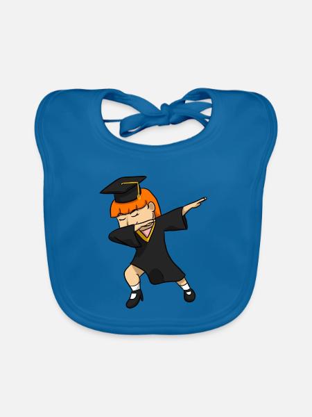 Graduation Girl - Baby Bio-Lätzchen - Pfauenblau - Vorne