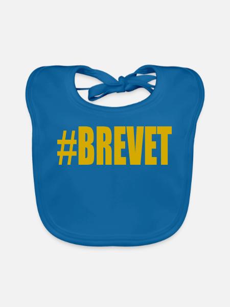 FERRY. BACCALAUREAT. PATENT. DNB. EXAMINATION. WELL DONE - Organic Baby Bibs - peacock-blue - Front