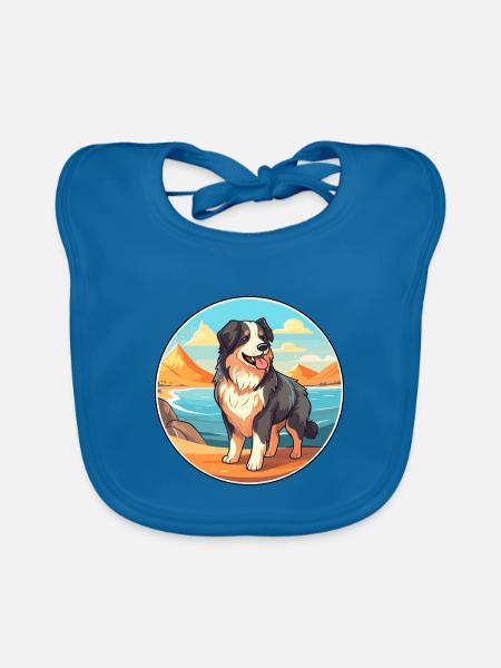 Karpaten-Schäferhund-Rasse-Cartoon-Kawaii-Hund - Baby Bio-Lätzchen - Pfauenblau - Vorne