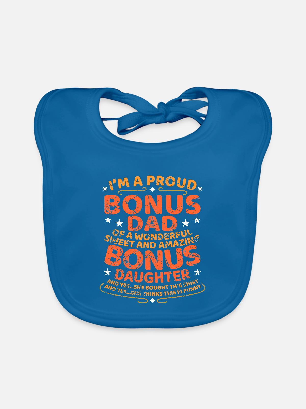 Stiefpapa Geschenkidee - Baby Bio-Lätzchen - Pfauenblau - Vorne
