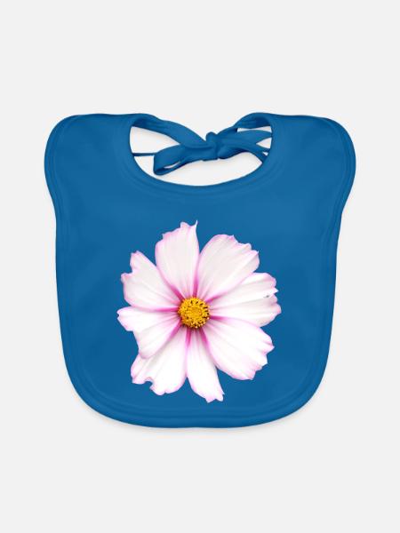 weiße Blume - Baby Bio-Lätzchen - Pfauenblau