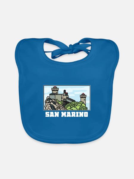 Winzige San Marino Festungsstadt - Baby Bio-Lätzchen - Pfauenblau - Vorne