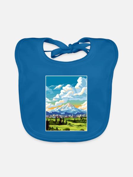 Anchorage Alaska Vintage Reiseposter Souvenir - Baby Bio-Lätzchen - Pfauenblau - Vorne