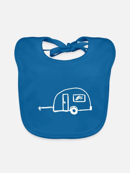 wohnwagen zeichnung - Baby Bio-Lätzchen - Pfauenblau