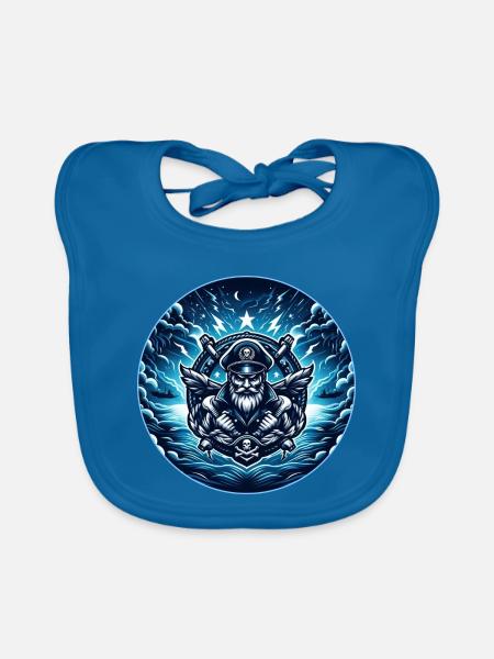 Kapitän im Sturm Logo - Baby Bio-Lätzchen - Pfauenblau - Vorne