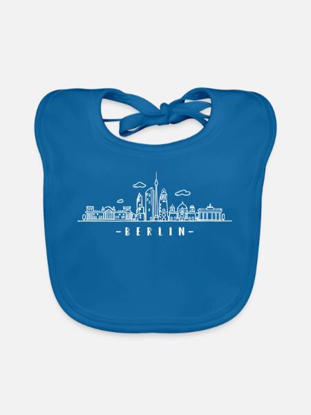 Berlin Skyline Brandenburger Tor Hauptstadt - Baby Bio-Lätzchen - Pfauenblau - Vorne