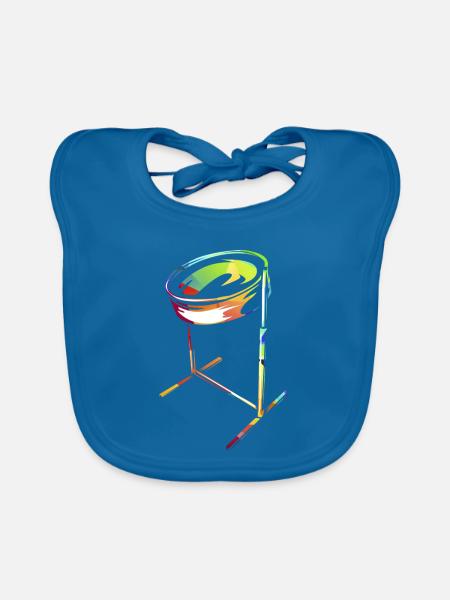 Beschwingter Steelpan Karneval - Baby Bio-Lätzchen - Pfauenblau