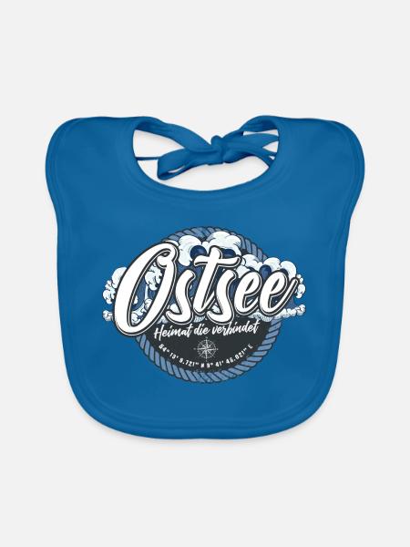 Ostsee Shirt bedruckt in top Markenqualität - Baby Bio-Lätzchen - Pfauenblau