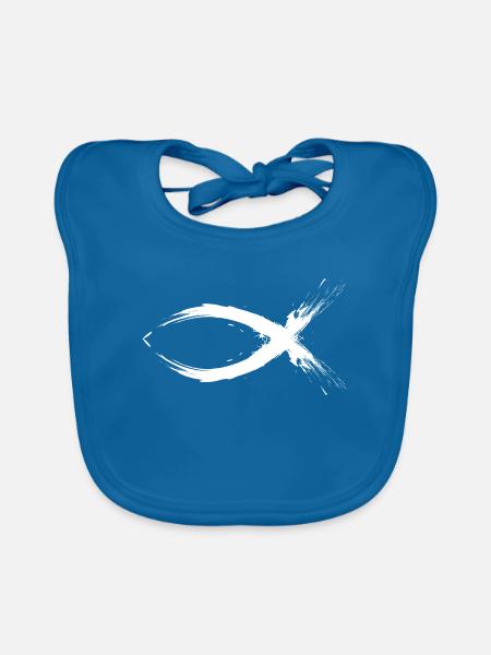 Fisch Christentum Symbol Religion Kirche - Baby Bio-Lätzchen - Pfauenblau