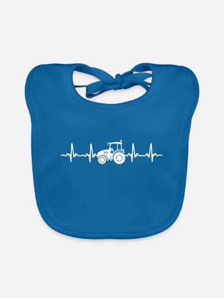 T-Shirt Traktor Heartbeat - Baby Bio-Lätzchen - Pfauenblau