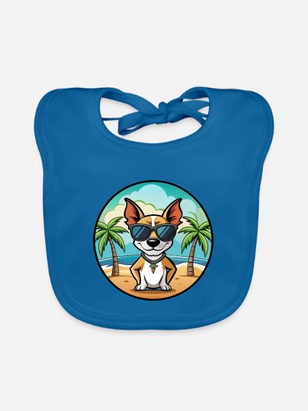 Decker Rat Terrier Hunderasse Cartoon Sonnenbrille - Baby Bio-Lätzchen - Pfauenblau - Vorne