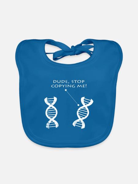 Biologie Lustige Sprüche DNA Biologen Geschenk - Baby Bio-Lätzchen - Pfauenblau - Vorne
