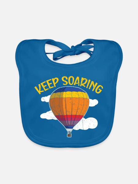 Immer weiter aufsteigen Heißluftballon-Liebhaber B - Baby Bio-Lätzchen - Pfauenblau - Vorne