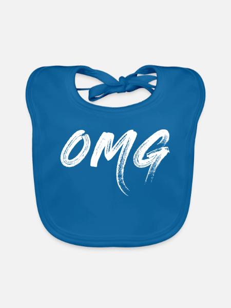 OMG, weiß - Baby Bio-Lätzchen - Pfauenblau - Vorne