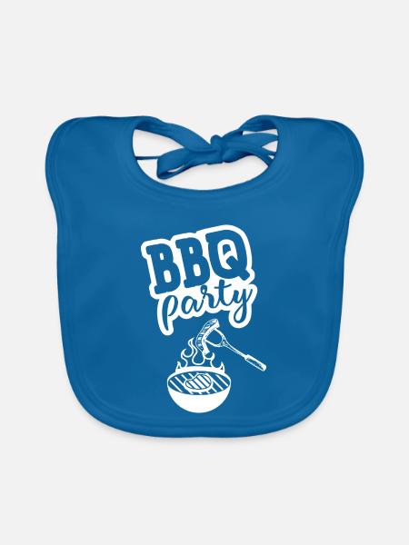 BBQ PARTY Kitchen Apron - Organic Baby Bibs - peacock-blue - Front