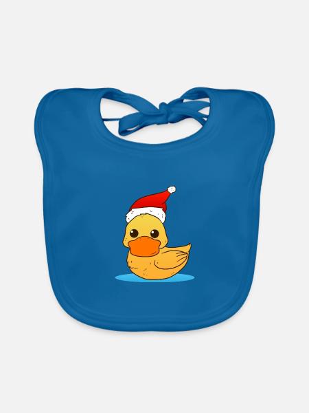 Christmas Duck - Baby Bio-Lätzchen - Pfauenblau - Vorne