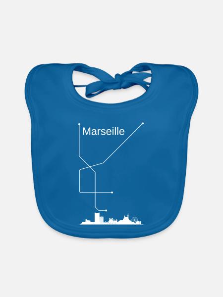 Marseille Stadt - Baby Bio-Lätzchen - Pfauenblau - Vorne