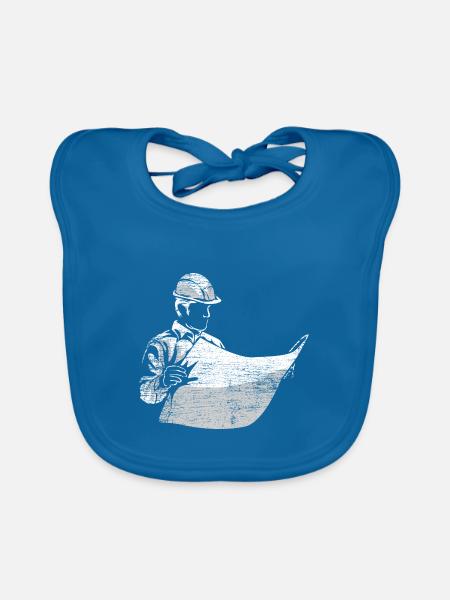 Zuverlässiger Bautechniker Bauplan - Baby Bio-Lätzchen - Pfauenblau