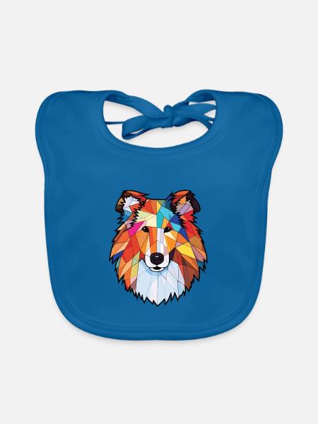 Raue Collie-Hunderasse Aquarell-Illustration - Baby Bio-Lätzchen - Pfauenblau