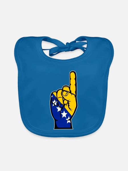 Bosnien Flagge Nummer 1 - Baby Bio-Lätzchen - Pfauenblau