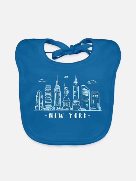 New York Skyline Freiheitsstatue NY USA - Baby Bio-Lätzchen - Pfauenblau