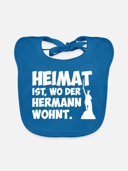 Heimat ist, wo der Hermann wohnt. - Baby Bio-Lätzchen - Pfauenblau