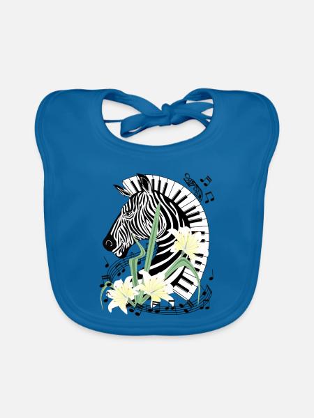 Klavier Zebra Piano Lilien Musik Keyboard Flügel - Baby Bio-Lätzchen - Pfauenblau