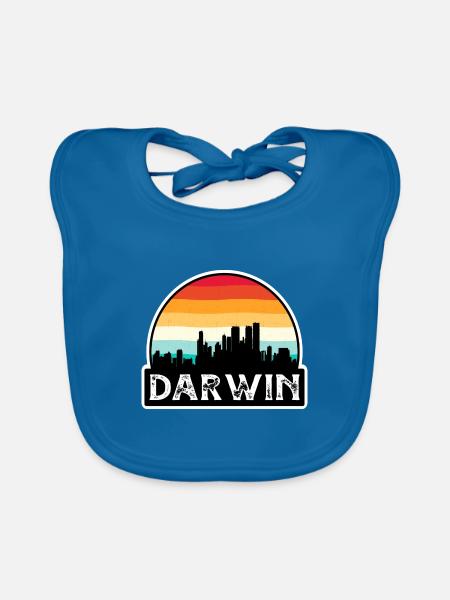 Darwin Australien Flagge Skyline Reisesouvenir - Baby Bio-Lätzchen - Pfauenblau - Vorne