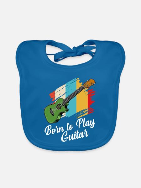Born to play the guitar - Organic Baby Bibs - peacock-blue
