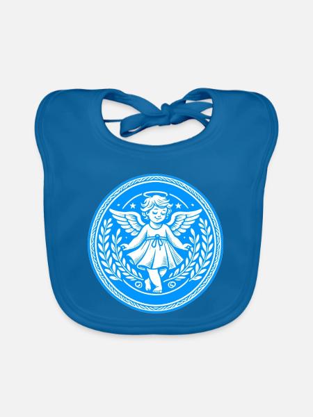 Guardian Angel Logo - Organic Baby Bibs - peacock-blue - Front