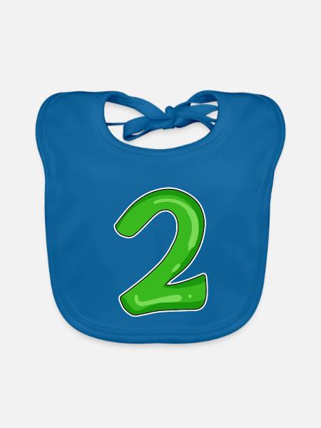 Number 2 green - Organic Baby Bibs - peacock-blue