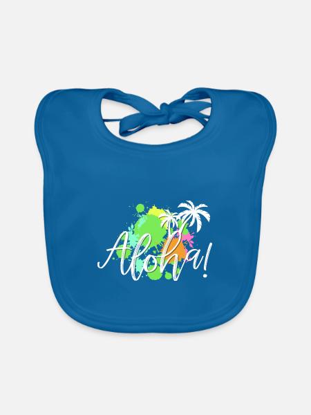 Aloha Tropen-Splash - Baby Bio-Lätzchen - Pfauenblau - Vorne