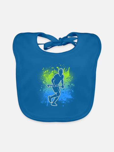 Feldhockey Hockey Herren Jungen Hockeyspieler - Baby Bio-Lätzchen - Pfauenblau - Vorne