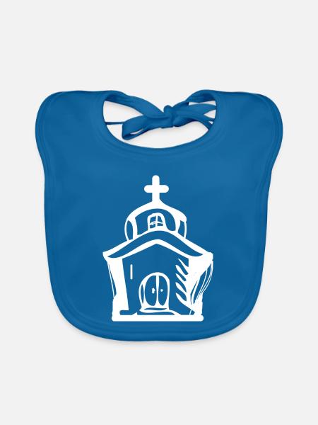 Kirche - Baby Bio-Lätzchen - Pfauenblau - Vorne