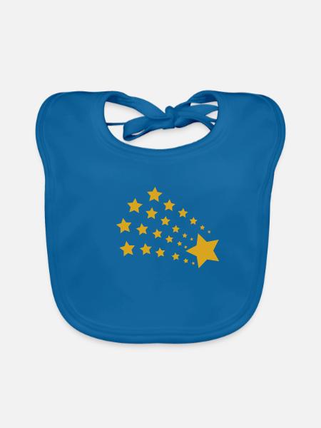 Stern Sterne - Baby Bio-Lätzchen - Pfauenblau - Vorne