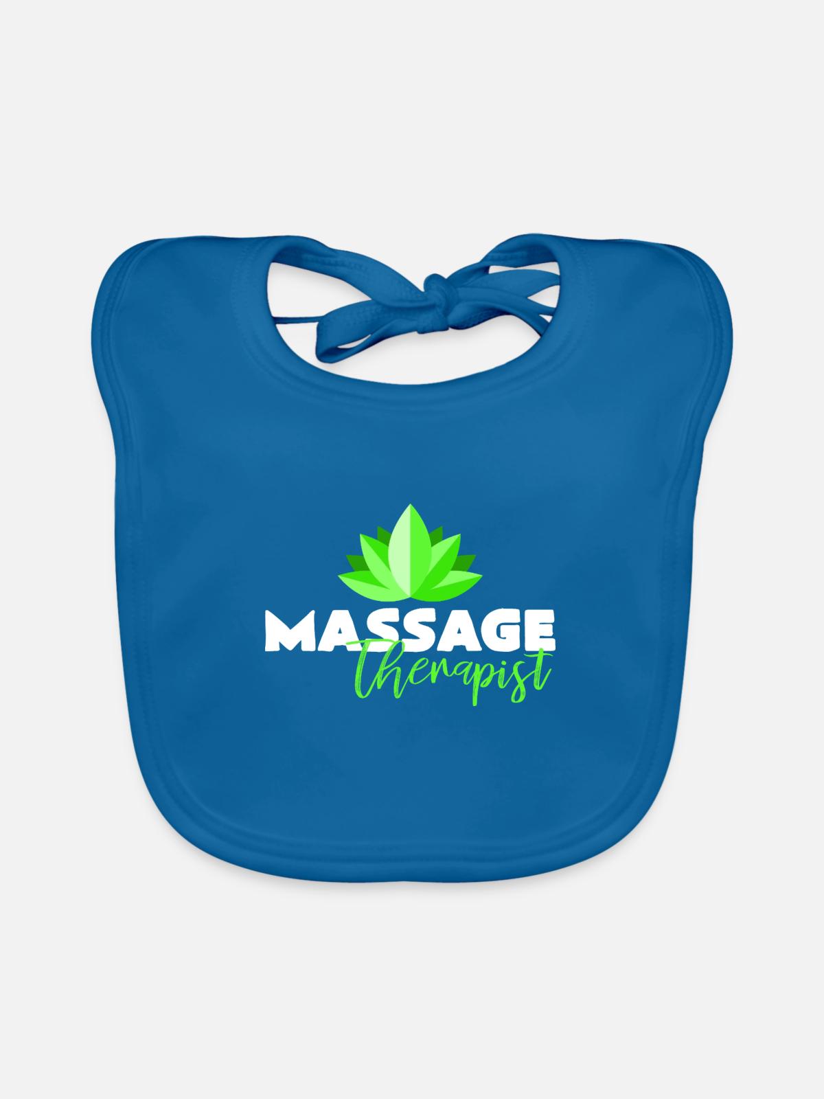 Massage - Bavoir bio Bébé - bleu paon - Devant