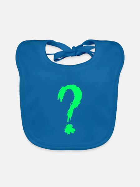 Fragezeichen Grün - Baby Bio-Lätzchen - Pfauenblau - Vorne