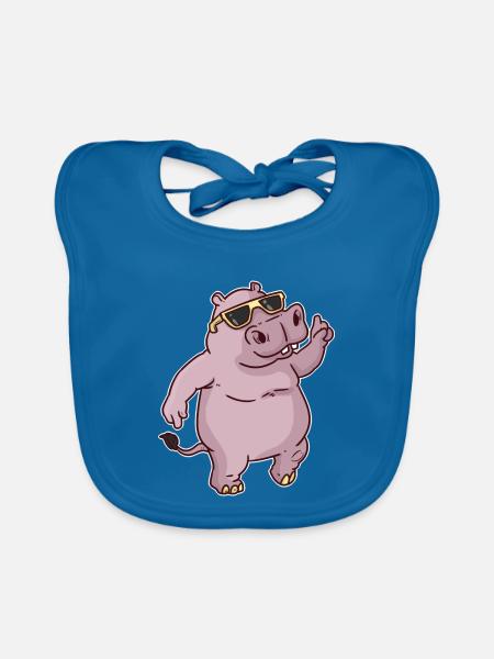 Planschendes Nilpferd Flussufer - Baby Bio-Lätzchen - Pfauenblau