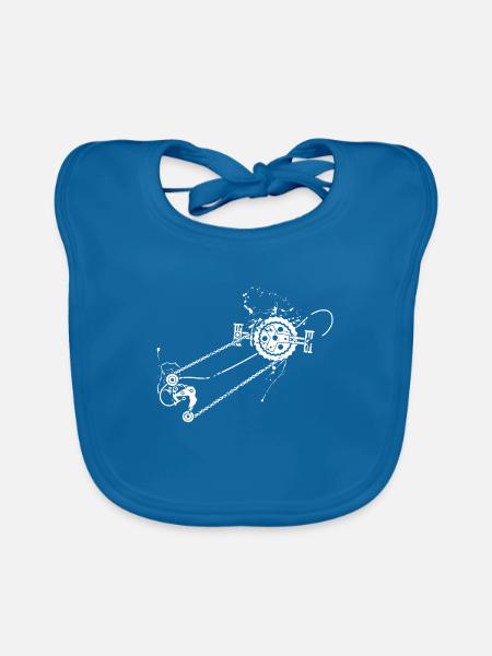 Mountainbiker Geschenkidee - Baby Bio-Lätzchen - Pfauenblau - Vorne