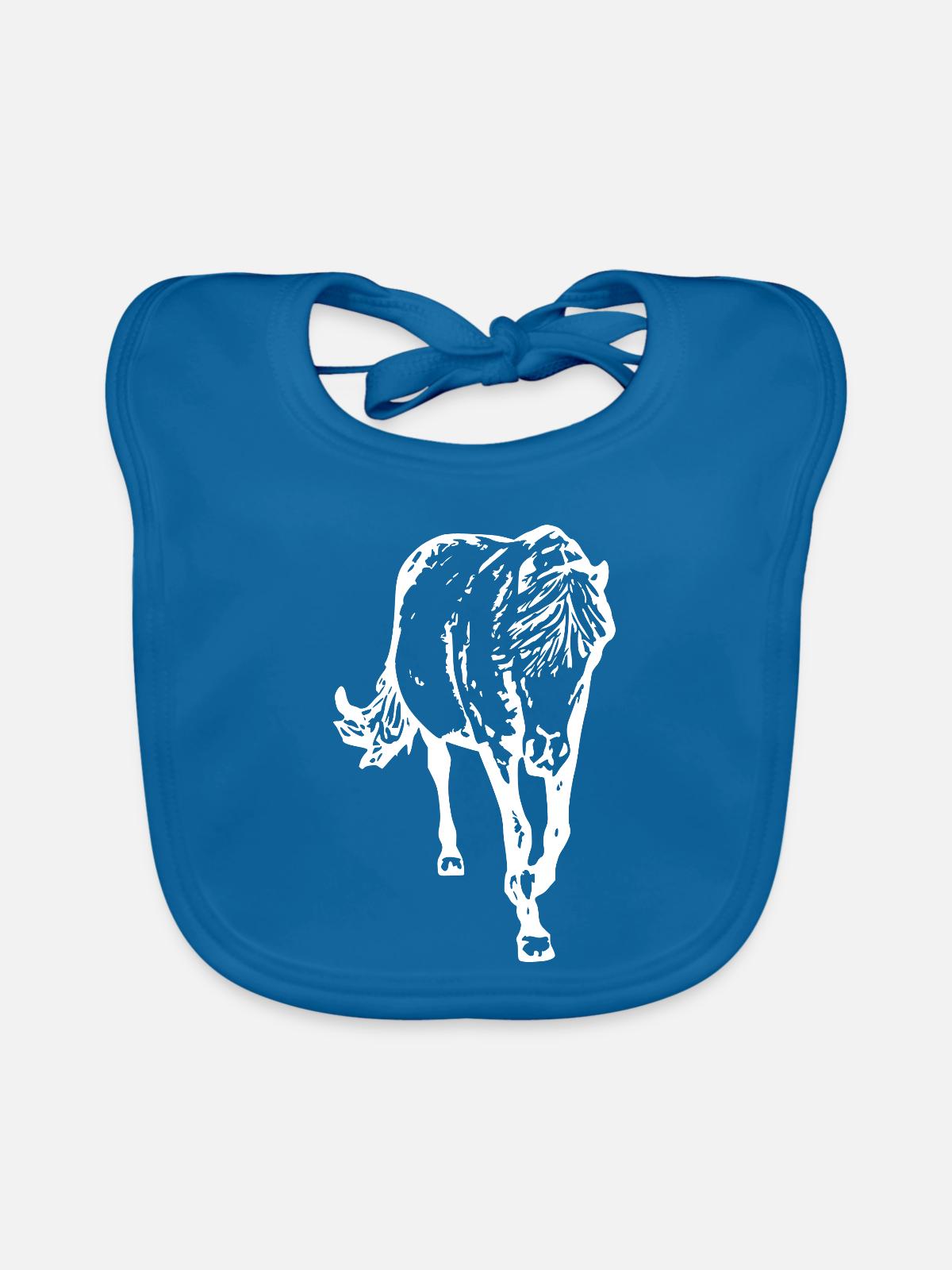 Pferd - Baby Bio-Lätzchen - Pfauenblau - Vorne