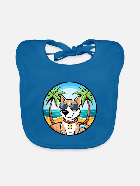 Ariege Pointer Hund Rasse Cartoon Sonnenbrille Strand - Baby Bio-Lätzchen - Pfauenblau - Vorne