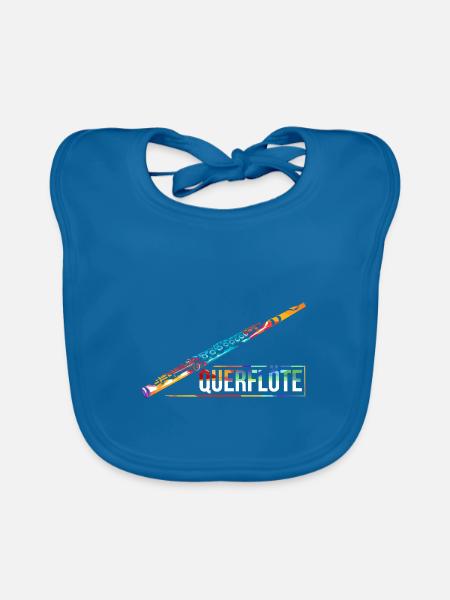 Beschwingte Flöte Musikschule - Baby Bio-Lätzchen - Pfauenblau - Vorne