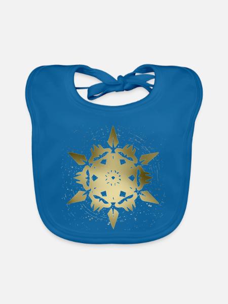 Goldene Mandala Schneeflocke - Baby Bio-Lätzchen - Pfauenblau