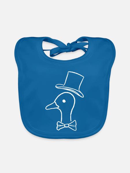 Ente mit Hut - Baby Bio-Lätzchen - Pfauenblau
