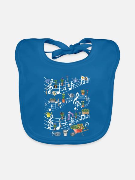 Melodie des Blumengartens - Baby Bio-Lätzchen - Pfauenblau - Vorne