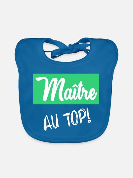 MAITRE - Bavoir bio Bébé - bleu paon - Devant