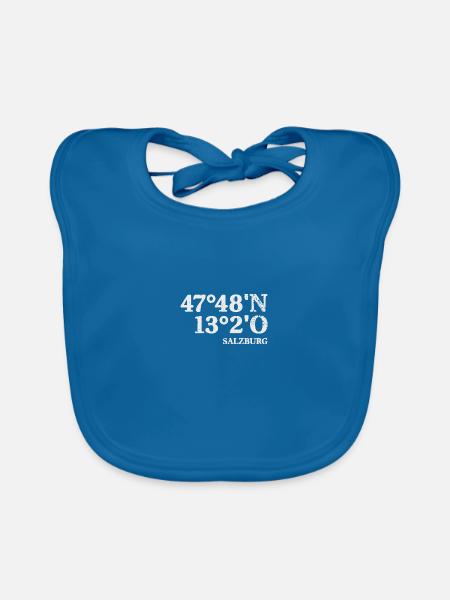 Salzburg Koordinaten - Baby Bio-Lätzchen - Pfauenblau - Vorne